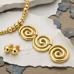 Statement Spiral Necklace & Earrings Set | 18K Gold Plated Stainless Steel